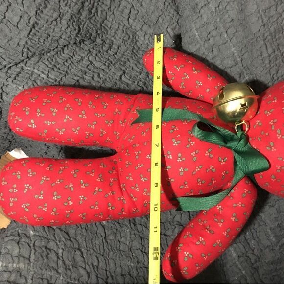 VTG Red Teddy Bear With Jingle Bell - Picture 9 of 9